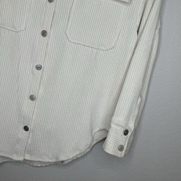 Promesa Corduroy Shacket Shirt Jacket Small Off White Long Sleeve Button Front - Picture 3 of 9